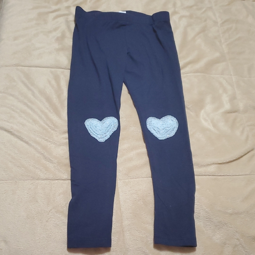 Epic Threads Dark Blue Leggings with Light Blue Heart Patches 6X